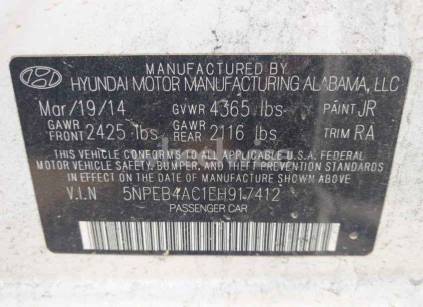 Photo 9 of 2014 Hyundai Sonata GLS (VIN 5NPEB4AC1EH917412)