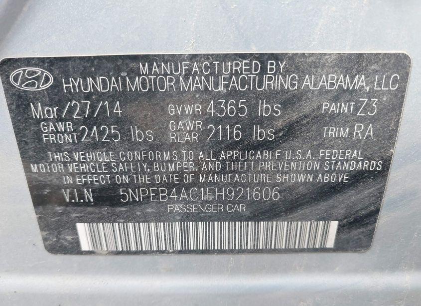 Photo 9 of 2014 Hyundai Sonata GLS (VIN 5NPEB4AC1EH921606)