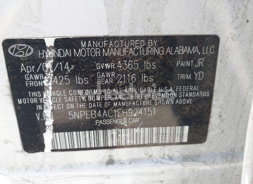 Photo 9 of 2014 Hyundai Sonata GLS (VIN 5NPEB4AC1EH924151)