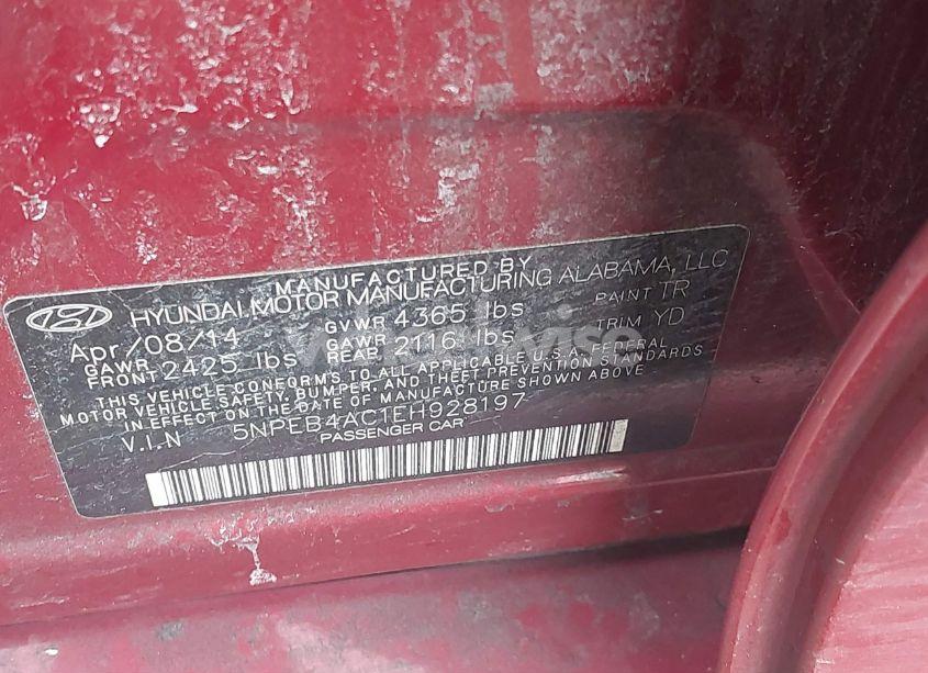 Photo 9 of 2014 Hyundai Sonata GLS (VIN 5NPEB4AC1EH928197)