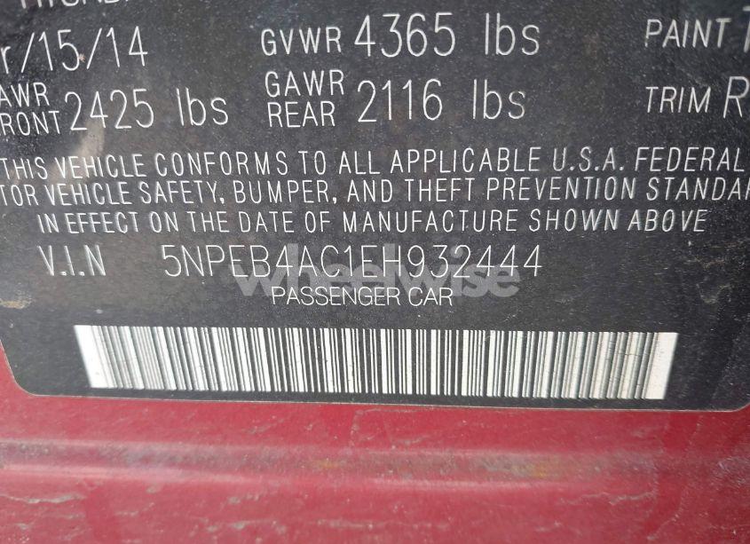 Photo 9 of 2014 Hyundai Sonata GLS (VIN 5NPEB4AC1EH932444)