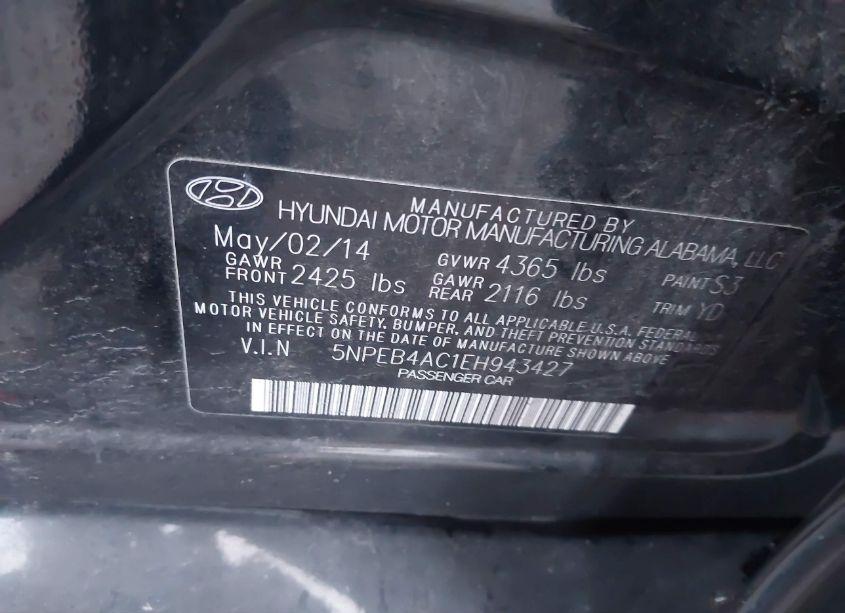 Photo 9 of 2014 Hyundai Sonata GLS (VIN 5NPEB4AC1EH943427)