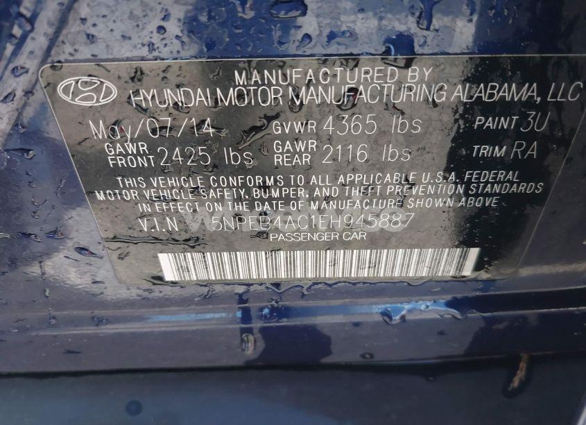 Photo 9 of 2014 Hyundai Sonata GLS (VIN 5NPEB4AC1EH945887)