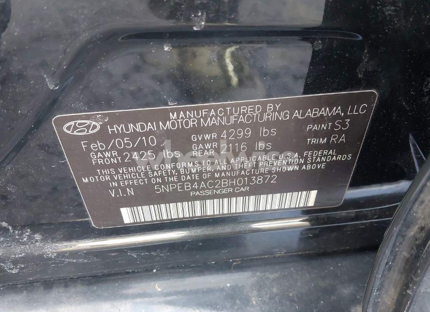 Photo 9 of 2011 Hyundai Sonata GLS (VIN 5NPEB4AC2BH013872)