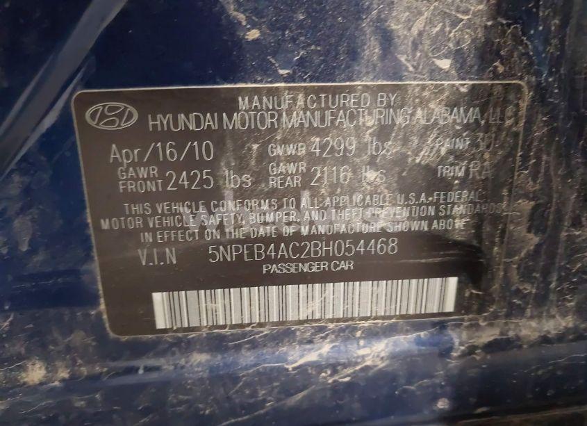 Photo 9 of 2011 Hyundai Sonata GLS (VIN 5NPEB4AC2BH054468)