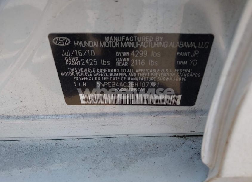 Photo 9 of 2011 Hyundai Sonata GLS (VIN 5NPEB4AC2BH107721)