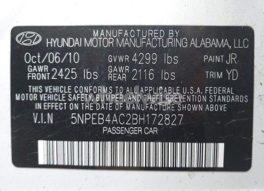 Photo 9 of 2011 Hyundai Sonata GLS (VIN 5NPEB4AC2BH172827)