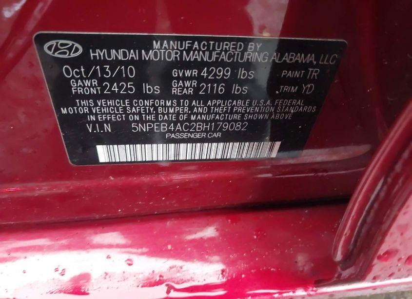 Photo 9 of 2011 Hyundai Sonata GLS (VIN 5NPEB4AC2BH179082)
