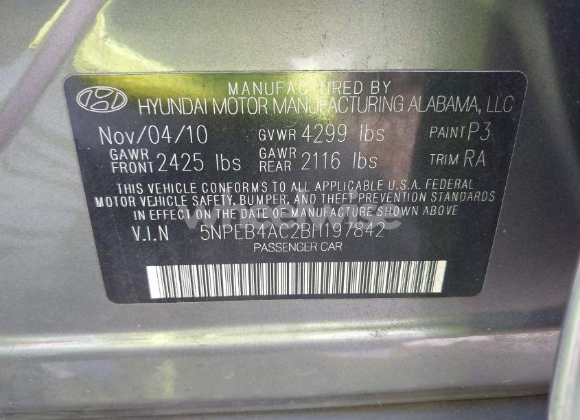 Photo 9 of 2011 Hyundai Sonata GLS (VIN 5NPEB4AC2BH197842)