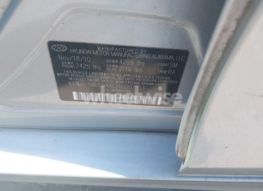 Photo 9 of 2011 Hyundai Sonata GLS (VIN 5NPEB4AC2BH207253)