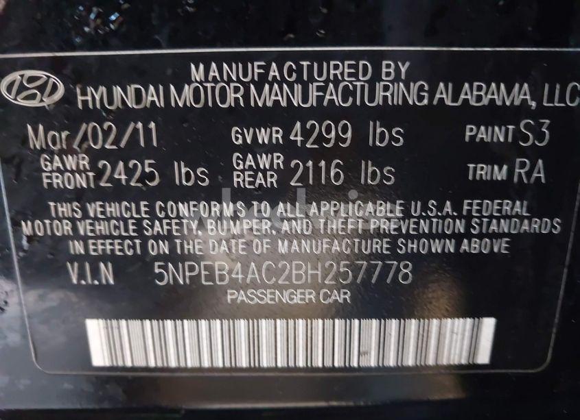 Photo 9 of 2011 Hyundai Sonata GLS (VIN 5NPEB4AC2BH257778)