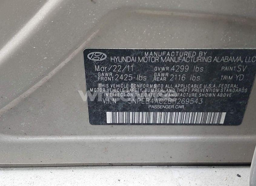Photo 9 of 2011 Hyundai Sonata GLS (VIN 5NPEB4AC2BH269543)