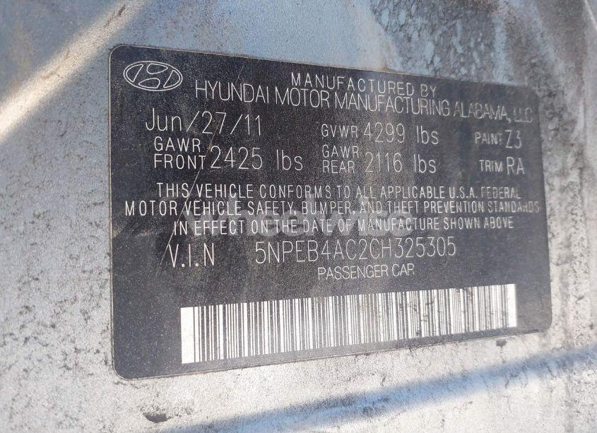 Photo 9 of 2012 Hyundai Sonata GLS (VIN 5NPEB4AC2CH325305)