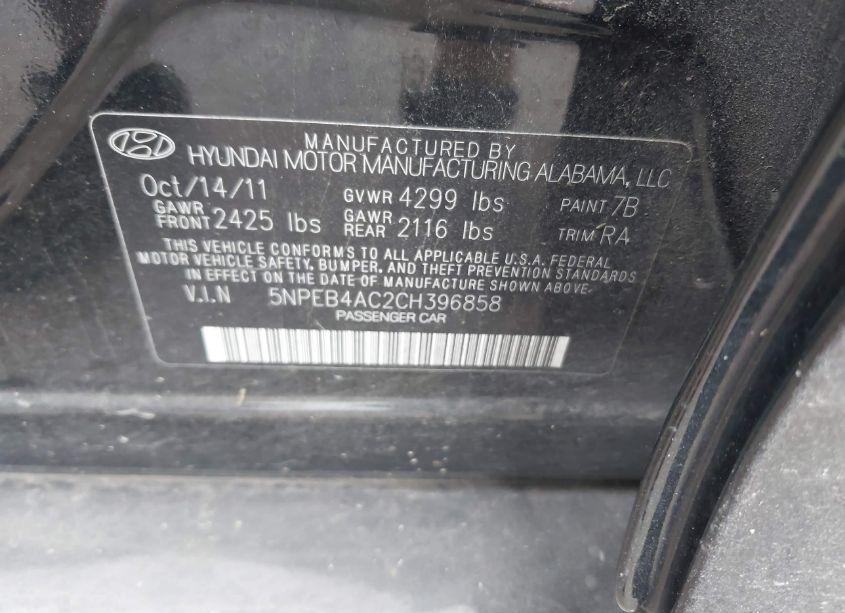 Photo 9 of 2012 Hyundai Sonata GLS (VIN 5NPEB4AC2CH396858)