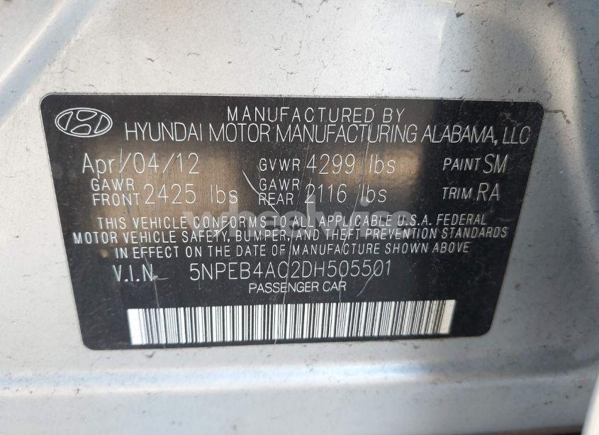 Photo 9 of 2013 Hyundai Sonata GLS (VIN 5NPEB4AC2DH505501)