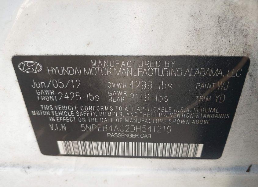 Photo 9 of 2013 Hyundai Sonata GLS (VIN 5NPEB4AC2DH541219)