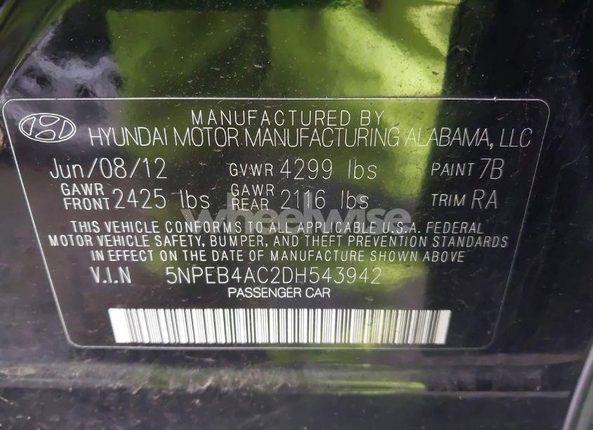 Photo 9 of 2013 Hyundai Sonata GLS (VIN 5NPEB4AC2DH543942)