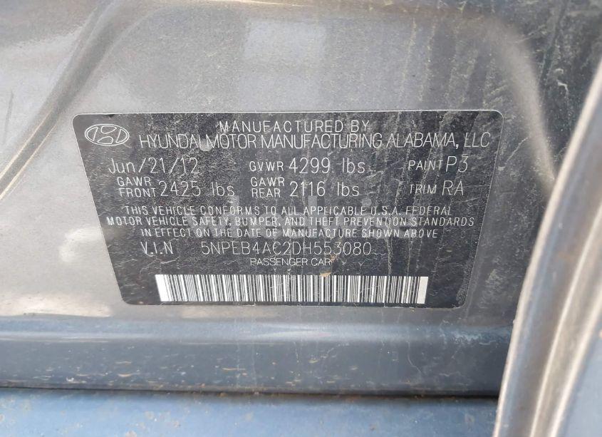 Photo 9 of 2013 Hyundai Sonata GLS (VIN 5NPEB4AC2DH553080)