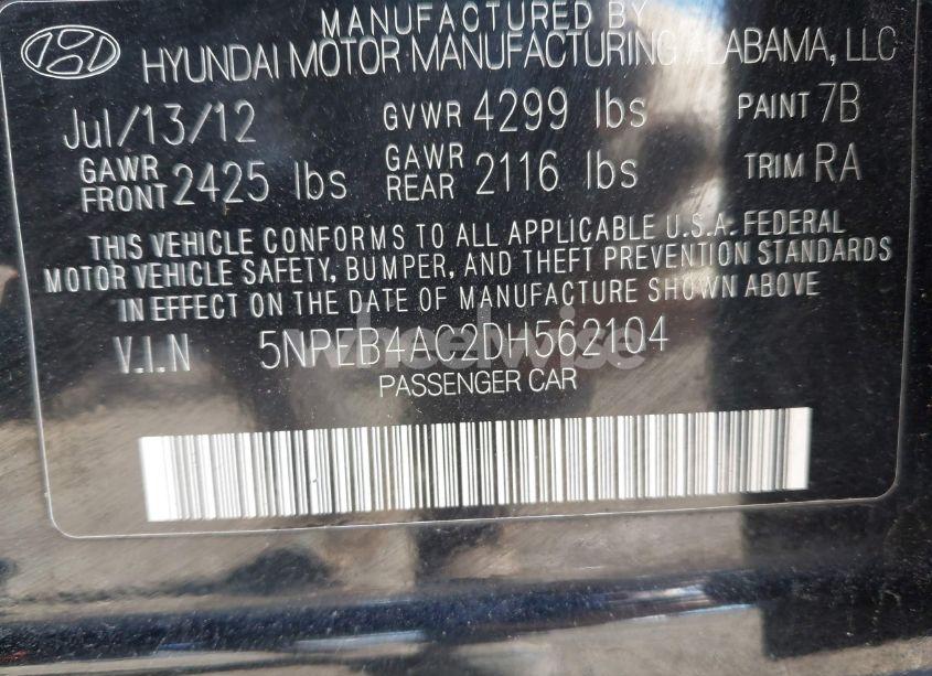 Photo 9 of 2013 Hyundai Sonata GLS (VIN 5NPEB4AC2DH562104)