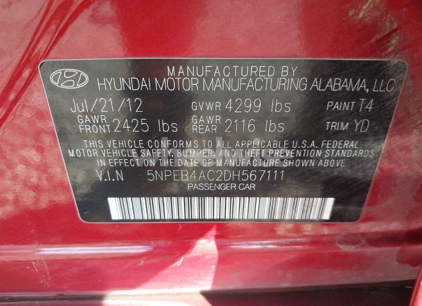 Photo 9 of 2013 Hyundai Sonata GLS (VIN 5NPEB4AC2DH567111)