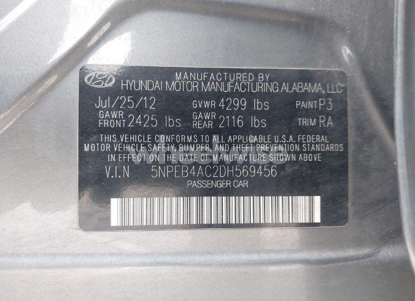 Photo 9 of 2013 Hyundai Sonata GLS (VIN 5NPEB4AC2DH569456)