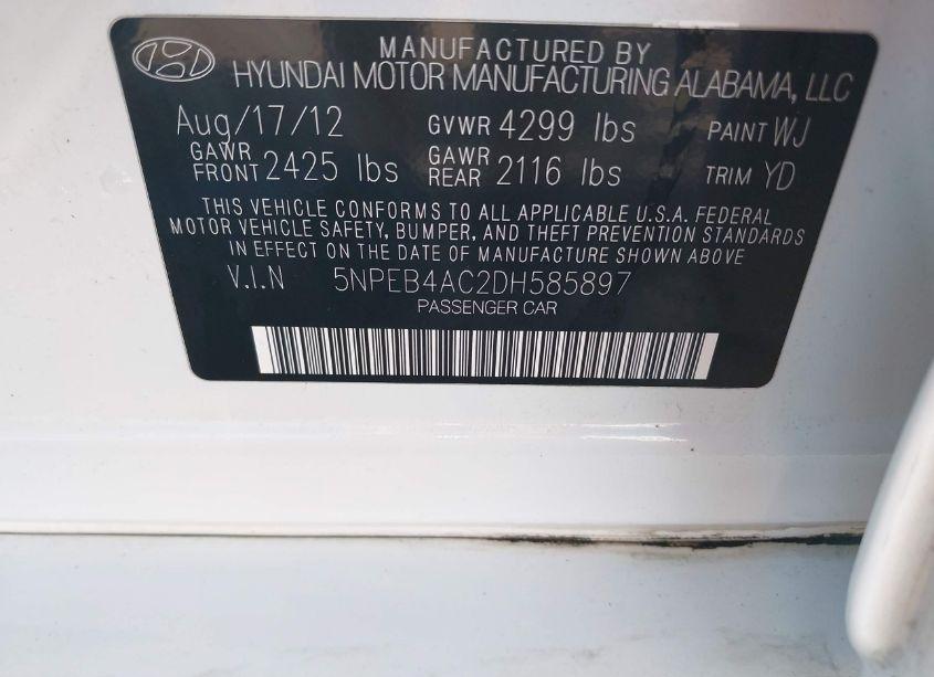 Photo 9 of 2013 Hyundai Sonata GLS (VIN 5NPEB4AC2DH585897)