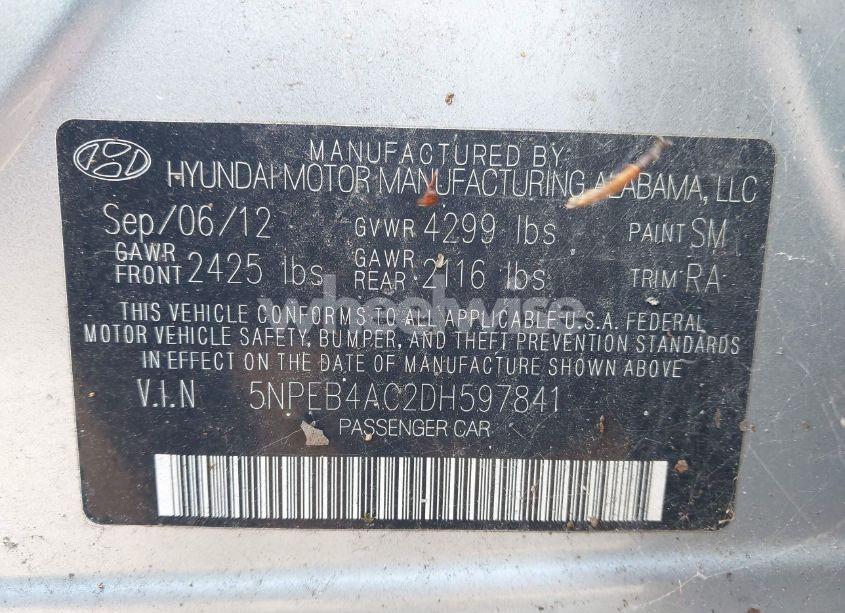 Photo 9 of 2013 Hyundai Sonata GLS (VIN 5NPEB4AC2DH597841)