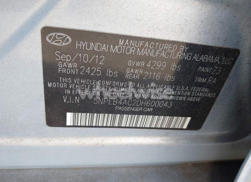 Photo 9 of 2013 Hyundai Sonata GLS (VIN 5NPEB4AC2DH600043)