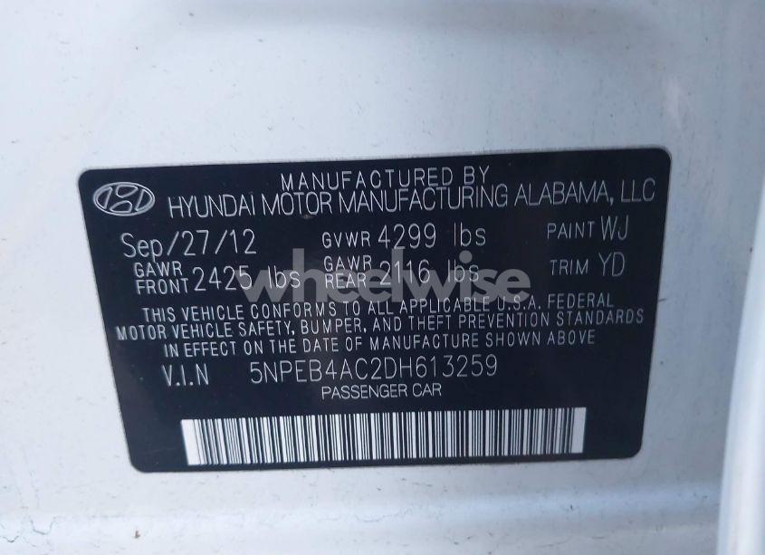 Photo 9 of 2013 Hyundai Sonata GLS (VIN 5NPEB4AC2DH613259)