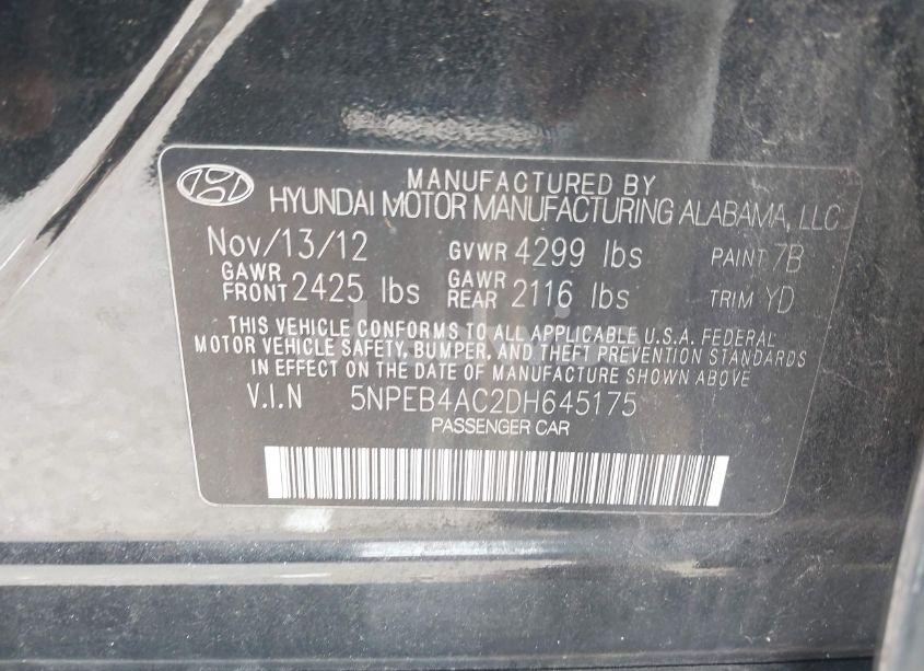 Photo 9 of 2013 Hyundai Sonata GLS (VIN 5NPEB4AC2DH645175)