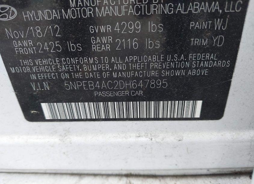 Photo 9 of 2013 Hyundai Sonata GLS (VIN 5NPEB4AC2DH647895)