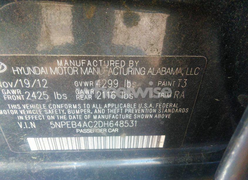 Photo 9 of 2013 Hyundai Sonata GLS (VIN 5NPEB4AC2DH648531)