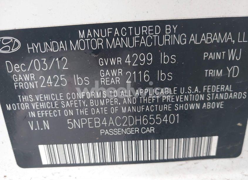 Photo 9 of 2013 Hyundai Sonata GLS (VIN 5NPEB4AC2DH655401)