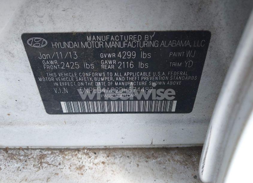 Photo 9 of 2013 Hyundai Sonata GLS (VIN 5NPEB4AC2DH674482)