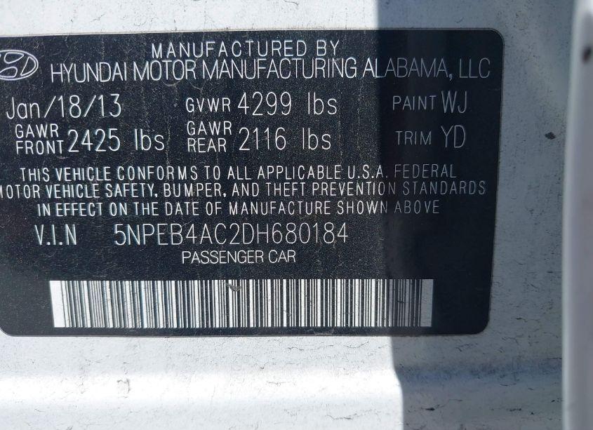 Photo 9 of 2013 Hyundai Sonata GLS (VIN 5NPEB4AC2DH680184)