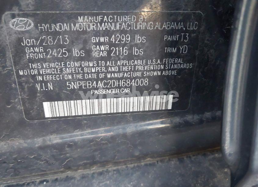 Photo 9 of 2013 Hyundai Sonata GLS (VIN 5NPEB4AC2DH684008)