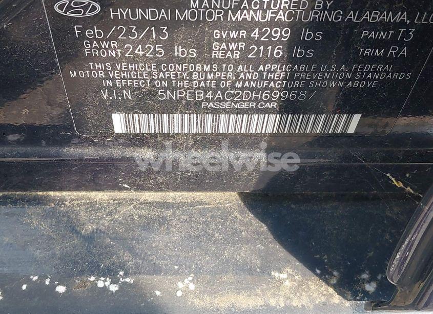 Photo 9 of 2013 Hyundai Sonata GLS (VIN 5NPEB4AC2DH699687)