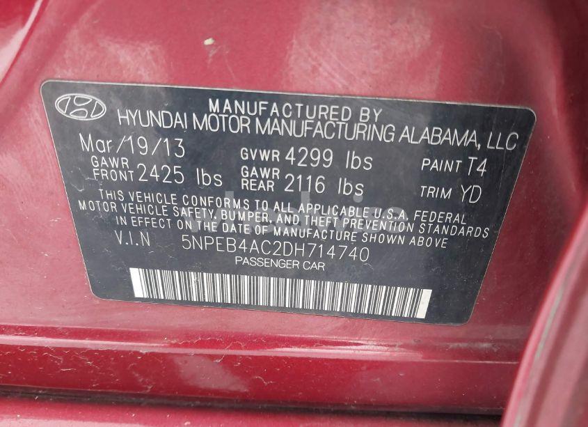 Photo 9 of 2013 Hyundai Sonata GLS (VIN 5NPEB4AC2DH714740)