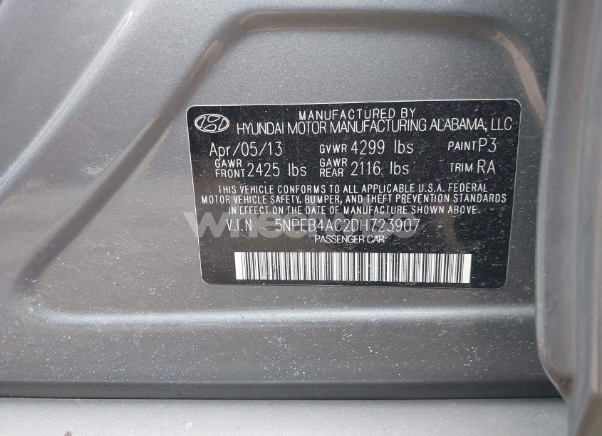Photo 9 of 2013 Hyundai Sonata GLS (VIN 5NPEB4AC2DH723907)