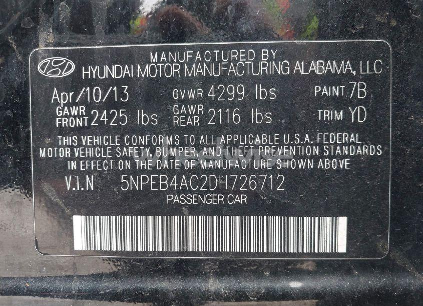 Photo 9 of 2013 Hyundai Sonata GLS (VIN 5NPEB4AC2DH726712)