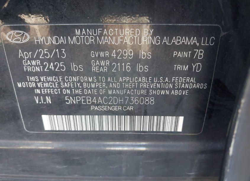Photo 9 of 2013 Hyundai Sonata GLS (VIN 5NPEB4AC2DH736088)