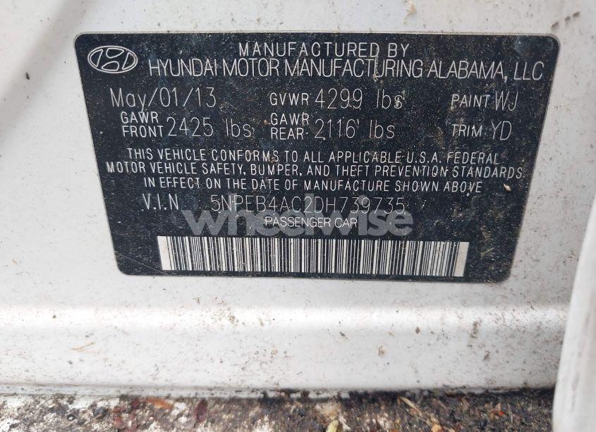 Photo 9 of 2013 Hyundai Sonata GLS (VIN 5NPEB4AC2DH739735)