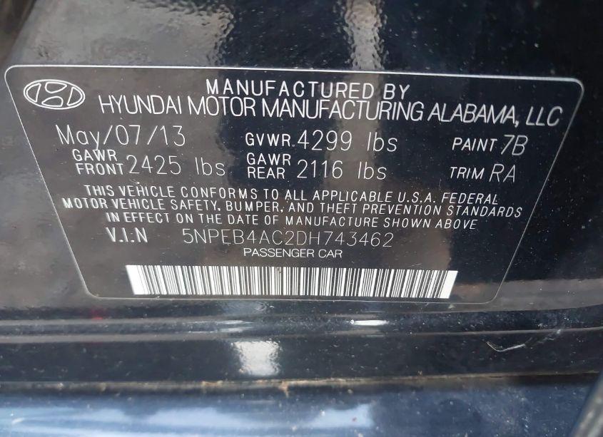Photo 9 of 2013 Hyundai Sonata GLS (VIN 5NPEB4AC2DH743462)