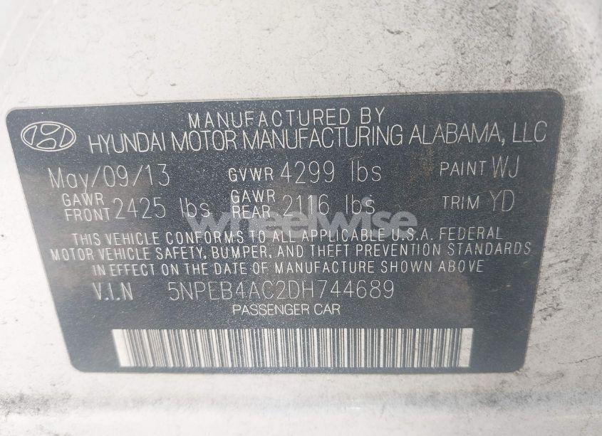 Photo 9 of 2013 Hyundai Sonata GLS (VIN 5NPEB4AC2DH744689)