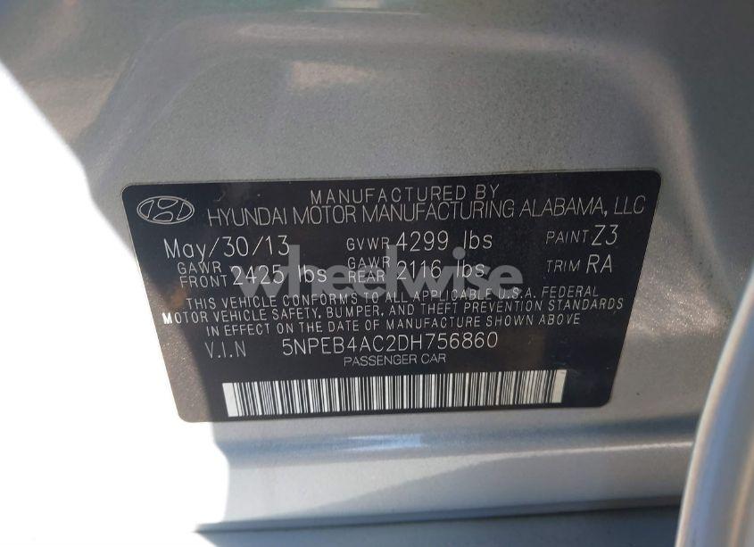 Photo 9 of 2013 Hyundai Sonata GLS (VIN 5NPEB4AC2DH756860)