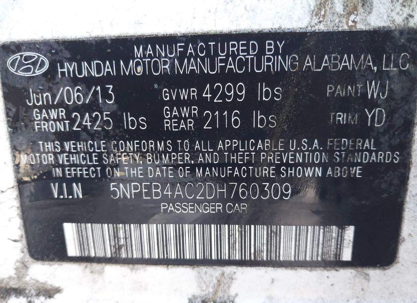 Photo 9 of 2013 Hyundai Sonata GLS (VIN 5NPEB4AC2DH760309)