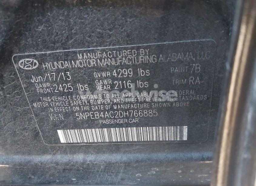 Photo 9 of 2013 Hyundai Sonata GLS (VIN 5NPEB4AC2DH766885)