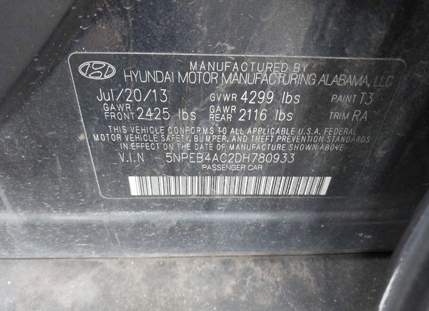 Photo 9 of 2013 Hyundai Sonata GLS (VIN 5NPEB4AC2DH780933)