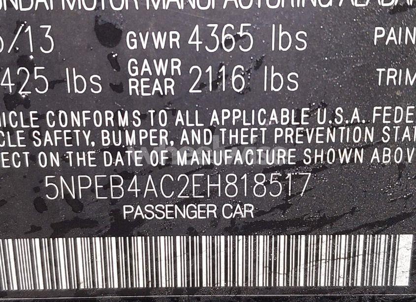 Photo 9 of 2014 Hyundai Sonata GLS (VIN 5NPEB4AC2EH818517)