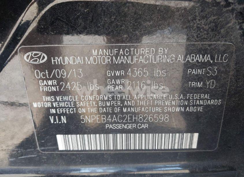 Photo 9 of 2014 Hyundai Sonata GLS (VIN 5NPEB4AC2EH826598)